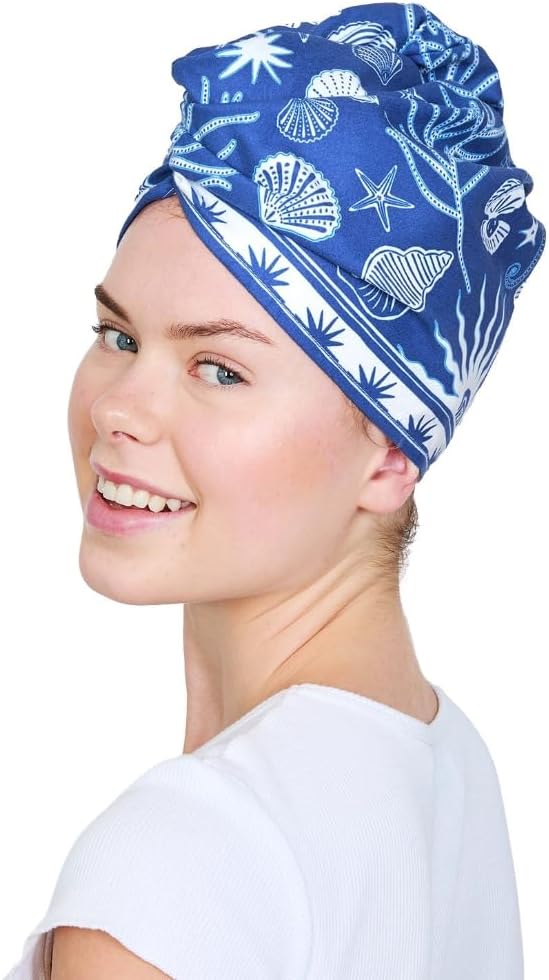 Dock & Bay Turban Hair Towel - for Home & the Beach - Super Absorbent, Quick Dry - Ocean Treasure, One Size