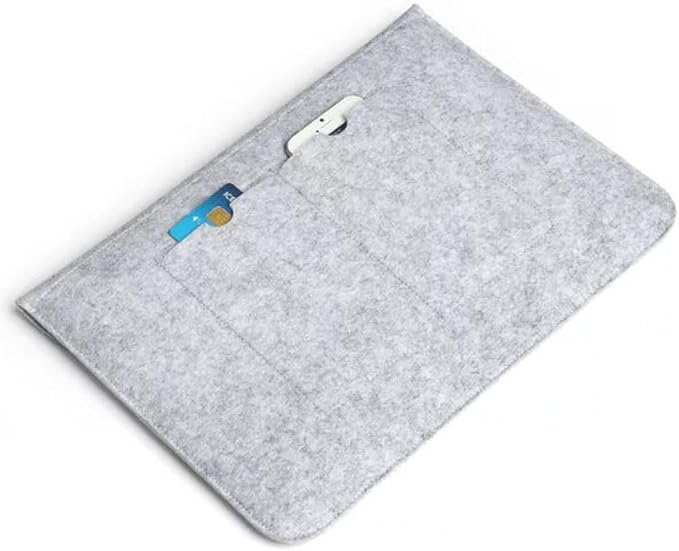 Felt Laptop Sleeve Bag Tablet PC Case Ultra Slim Business Carrying Case Protective Bag, Slim Envelope Compatible with Apple MacBook, Dell HP Microsoft Notebook (Light Gray, 15-inch)