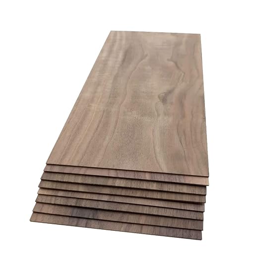 Walnut Hardwood Planks - Walnut Wood for Unfinished Wood Crafts - 100% Pure Hardwood - Laser Engraving Blanks - Solid Hardwood Planks for Crafts (1/8″ x 6 1/2″ x 15″, 8)