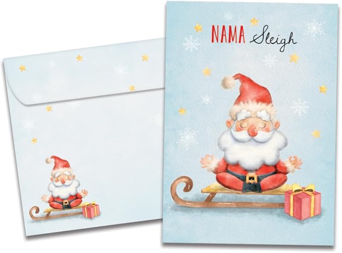 Tree-Free Greetings - Christmas Greeting Cards - Artful Designs - 12 Cards + Matching Envelopes - Made in USA - 100% Recycled Paper - 5"x7" - Nama Sleigh (HP60532)