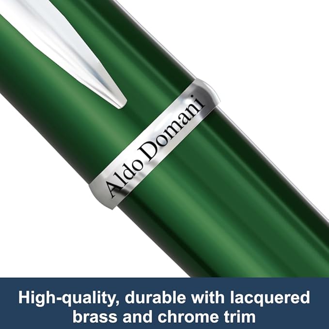 Monteverde USA Aldo Domani Green Fountain Pen - Broad Nib - Luxurious Writing Instrument, Hand-Crafted Resin - Ideal for Professionals, Collectors, and Pen Enthusiasts