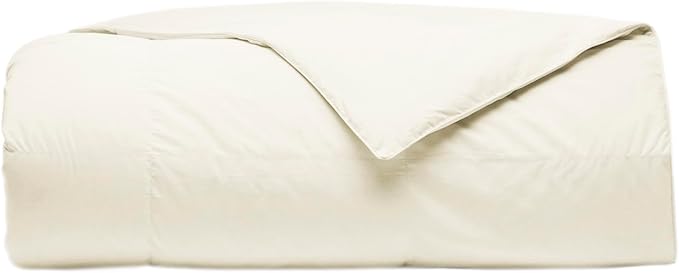 BOLL & BRANCH Percale Quilted Down Alternative Comforter - King/Cal King, Cream - Duvet Insert and Cover in One Layer - All-Season, Luxury Organic Cotton, Hypoallergenic Primaloft - 1 Comforter