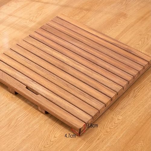 Non-Slip Wood Bath Mat,Bamboo Bath Mat Large 40x105cm Natural Wooden Shower Mat with Waterproof Non Slip Design for Bathroom Kitchen and Bedroom Anti Slip Feet for Safety and Comfort