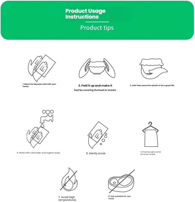 Beeswax food preservation cloth can be reused, cut, organic cotton, environmentally friendly, zero waste plastic preservation film substitute, 30x100cm roll (fruit/flower pattern)
