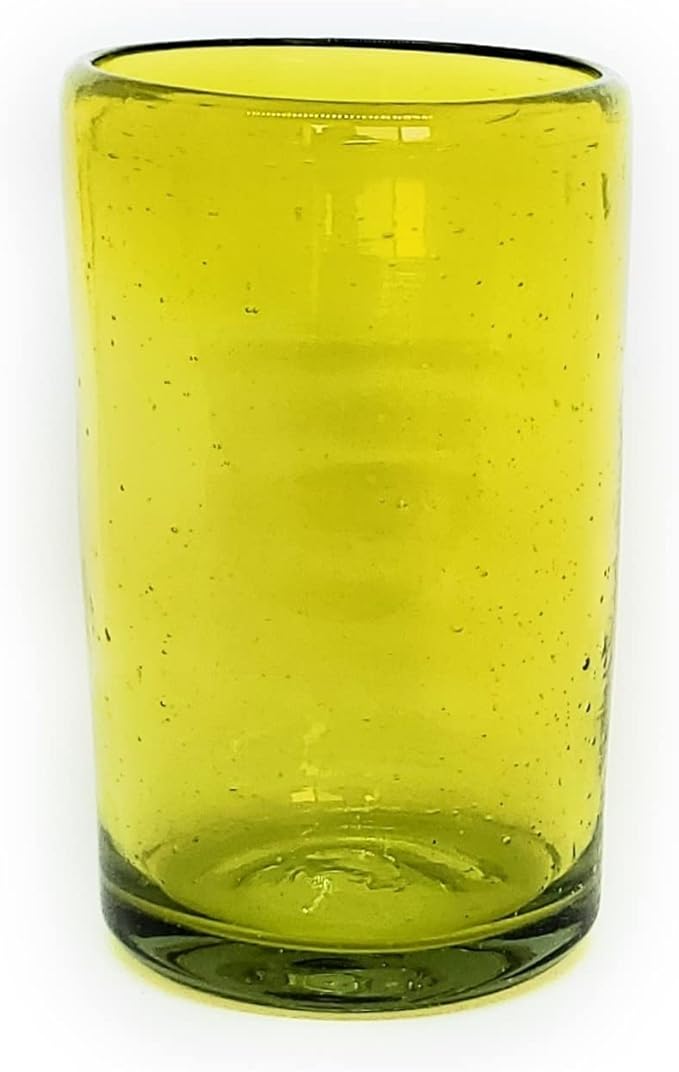 Solid Yellow 14 oz Drinking Glasses (set of 6), Recycled Glass, Lead-free, Toxin-Free (14oz Drinking)