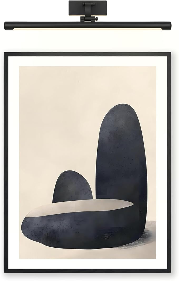 Moonow7 Zen Minimalist Wall Art Prints, Abstract Black Stone Poster for Living Room, Bedroom, Office, Hallway, and Meditation Corner, Scandinavian Neutral Home Decor, Unframed 24x36” / 60x90 cm