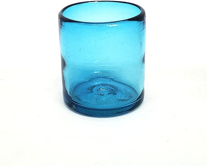 Solid Aqua Blue 9 oz Short Tumblers (set of 6), Recycled Glass, Lead-free, Toxin-Free (9oz Tumbler)