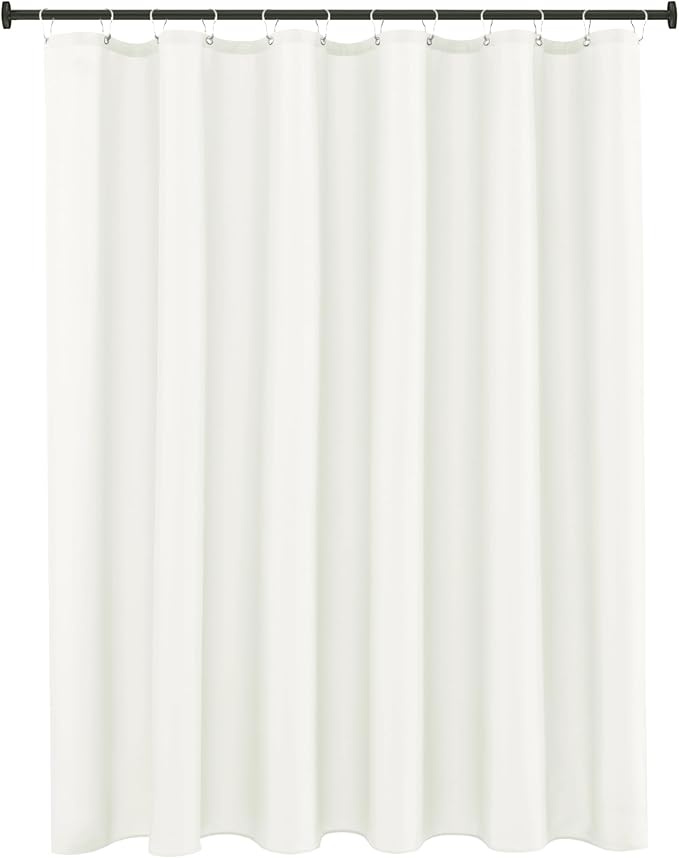 Biscaynebay Hotel Quality Fabric Shower Curtain Liners 72" X 72", Ivory Water Resistant Bathroom Curtains Rust Resistant Grommets Weighted Bottom Hem Machine Washable
