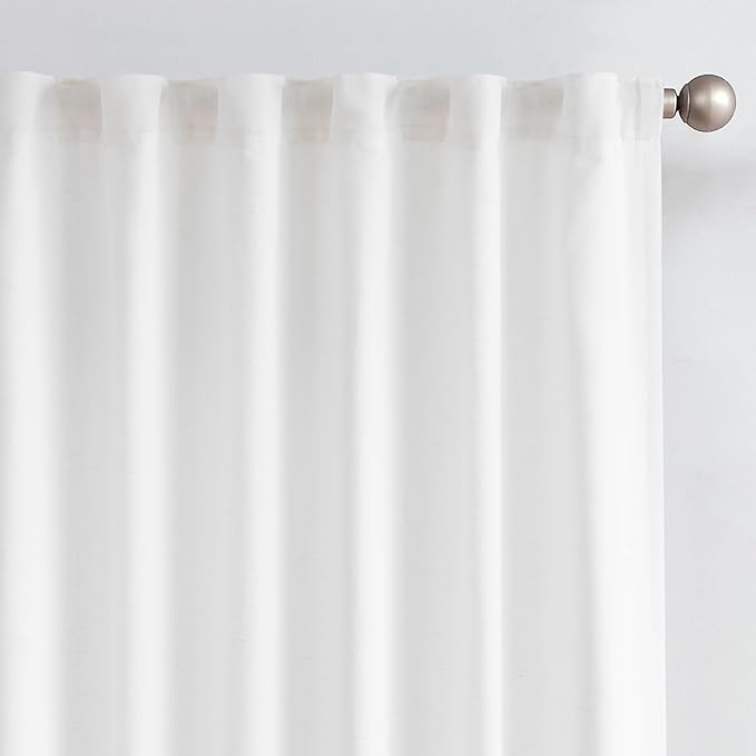 jinchan White Linen Curtains with Privacy Lining 96 inch Lined Curtains for Closet Door Small Window Living Room Bathroom Neutral Farmhouse Cottage Core Light Filtering Rod Pocket Back Tab 2 Panels