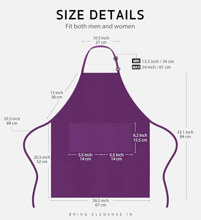 Syntus Apron for Men Women, Adjustable Cooking Kitchen Chef Aprons with 2 Pockets