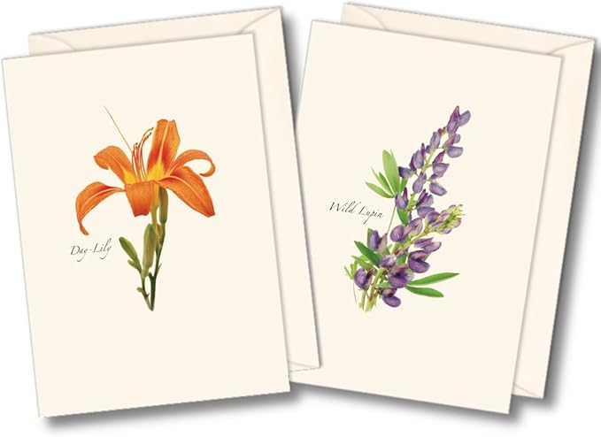 Earth Sky + Water - Wildflower Assortment Notecard Set - 8 Blank Cards with Envelopes (4 each of 2 styles)
