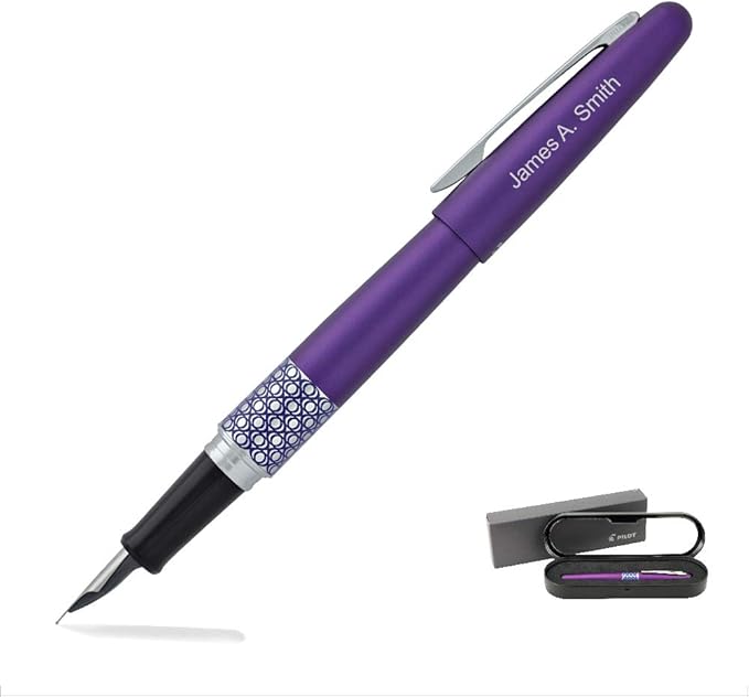 Goldspot Personalized Pilot Metropolitan Retro Pop Fountain Pen in Custom Engraved Pen in Purple