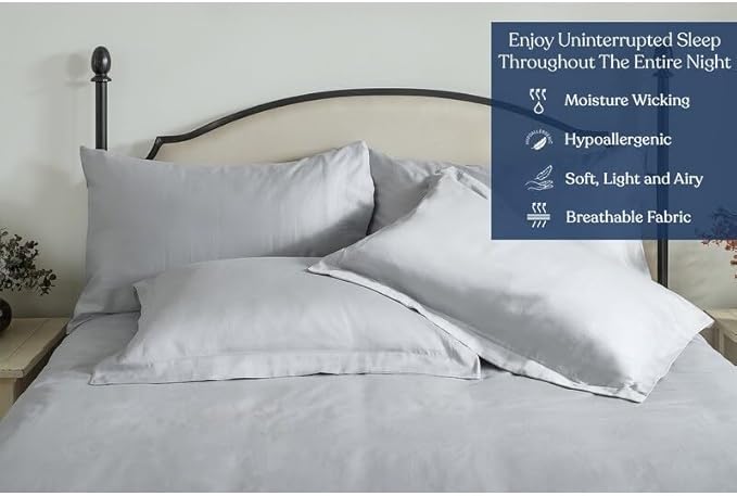 GOTS Certified 100% Organic Cotton Sheets, 400TC Long Staple Cotton, Ultra Soft Silky, Moisture-Wicking, Smooth & Breathable, with Elasticized Deep Pocket