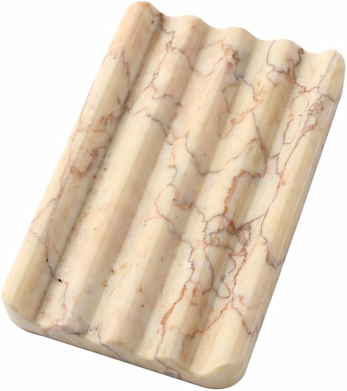 Koville Natural Marble Soap Dish for Bathroom Shower, Bar Soap Holder