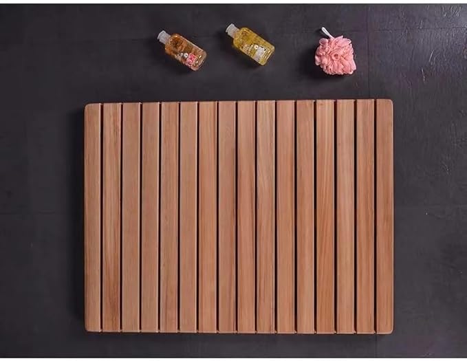 24 28 30 34 38 40 44 inch Teak Solid Wood Shower Floor Mat with Non-Slip Feet and Center Drainage Hole Large Bath Mat for Indoor Showers/Tile Floors(30x30cm/12x12in)