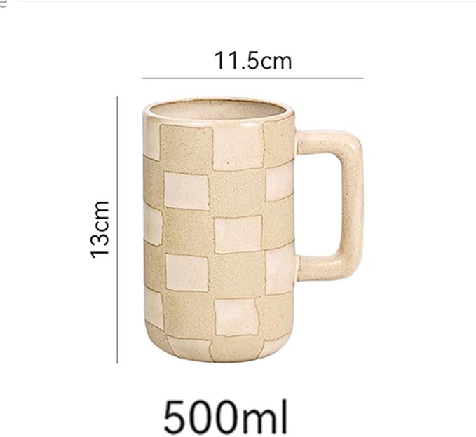 Mugs,coffee mug,17 Oz Large Ceramic Coffee Mug,Big Handmade Relief Pottery Tea Cup for Office and Home,Big Handle Easy to Hold,Microwave and Dishwasher Safe,Stylish Texture Glaze Beige-500ml ( Color :
