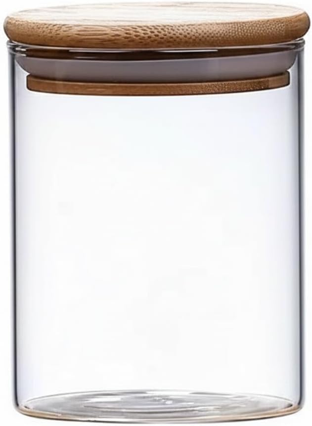 Borosilicate Glass Storage Jars with Bamboo Lids, Clear Kitchen Canisters for Pantry Organization of Dry Goods, Coffee, Tea, and Grains