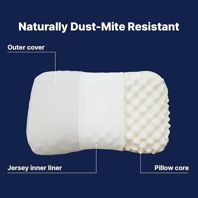 Velisse — Natural Latex Pillow for Stomach Back Side Sleepers, Peanut Shape for All Position Sleeping, Wave-Ridge Surface, Single-Height Adaptive Design, 100% Pure Vietnam Latex