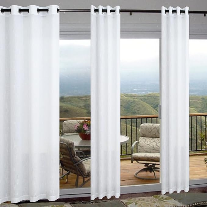White Curtains 108 Inches Long for High Ceiling to Floor Living Room 2 Panels Set Semi Blackout Grommet Eyelet Light Filtering Sheer Modern Farmhouse Drape for Bedroom Picture Window 9 FT Foot Tall