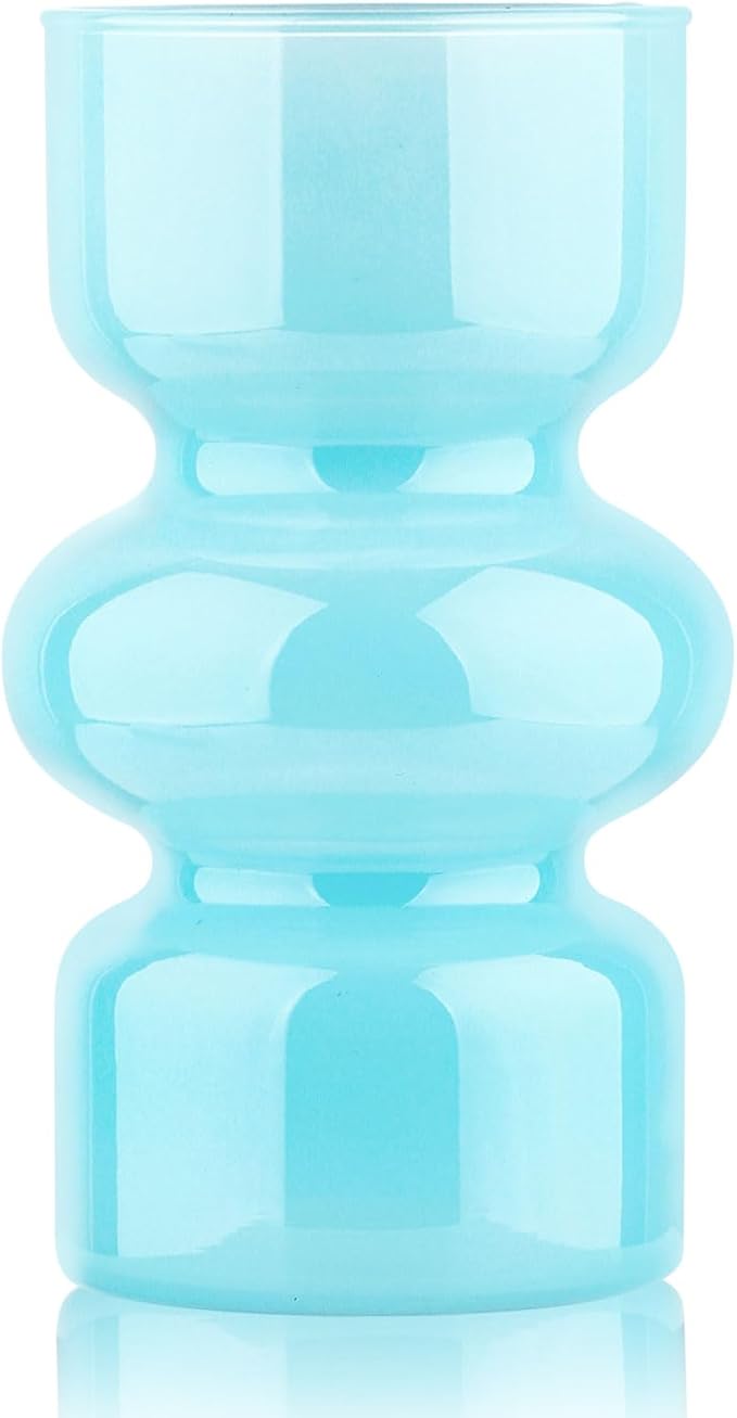 VanEnjoy Blue Glass Hydroponic Vase, Colored Glass vase Flower, Three-Layer 7 inch Cylinder vase for Home Décor, Modern Glass Vase for Home, Office, Wedding