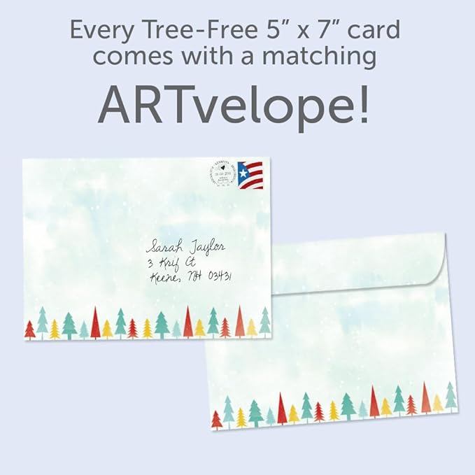 Tree-Free Greetings - Season's Greeting Cards - Artful Designs - 12 Cards + Matching Envelopes - Made in USA - 100% Recycled Paper - 5 x 7 - Love Peace Joy (HP25221)
