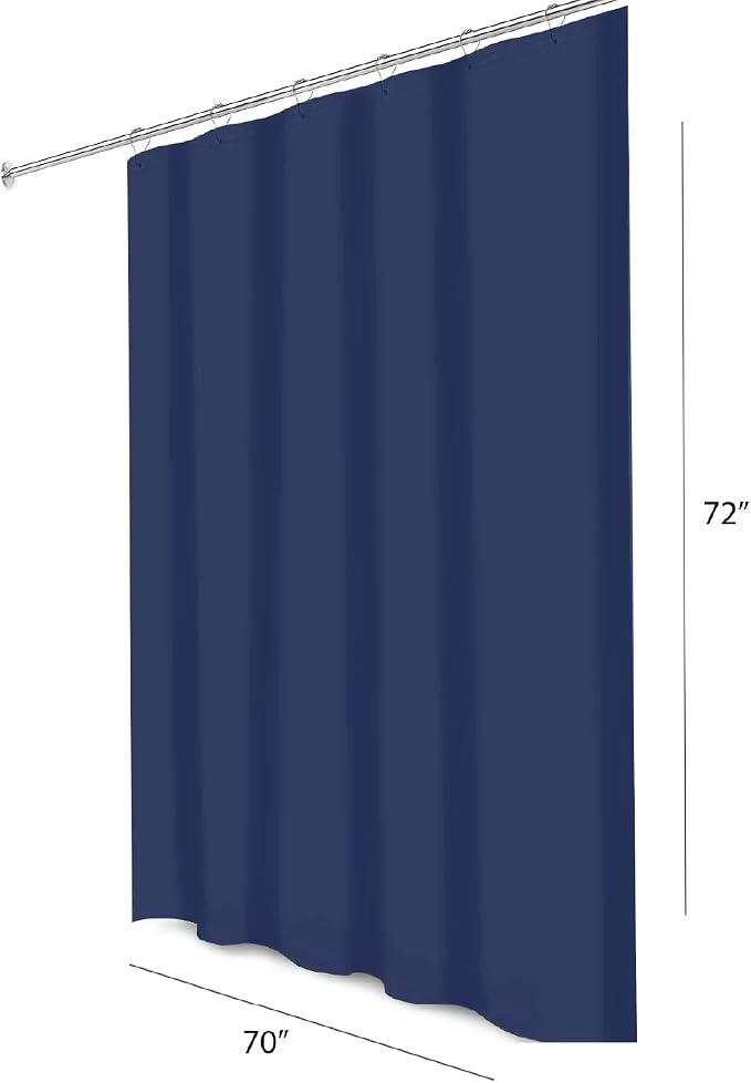 Home Expressions Premium 6 Guage PEVA Shower Curtain Liner - PVC Free Magnetized Bottom Odorless with Rustproof Grommets 70"x72" (Navy)