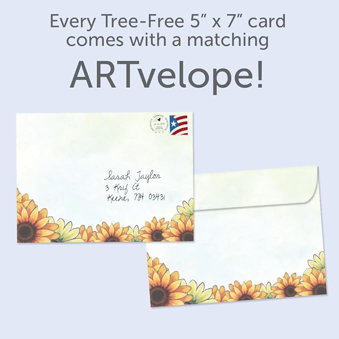 Tree-Free Greetings - Birthday Cards - Artful Designs - 1 Card + Matching Envelope - Made in USA - 100% Recycled Paper - 5"x7" - Thankful Sunshine (GO65462)