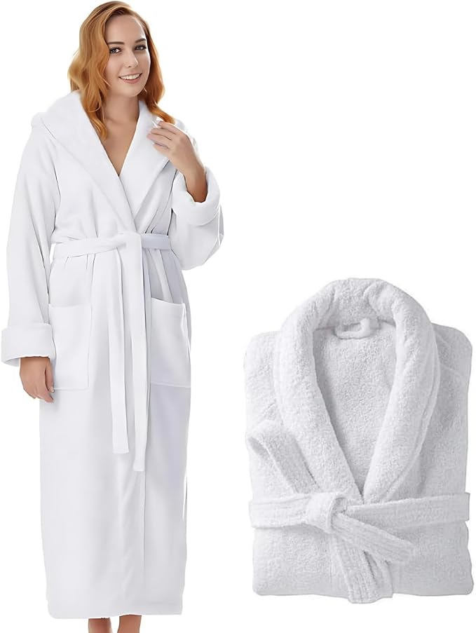 KAHAF COLLECTION Cotton Terry Robes for Women and Men, Terry Shawl Collar Bathrobe, ONE SIZE - UNISEX Men & Women Spa Robe