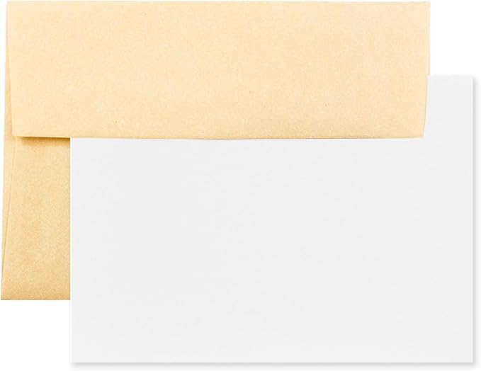 JAM PAPER Blank Greeting Cards Set with Envelopes - A6-4 3/4 x 6 1/2 - Parchment Recycled Antique Gold - 25/Pack
