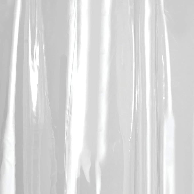 iDesign Vinyl Shower Curtain Liner, 72" x 72", Clear | 12 Grommets, Weighted Magnets