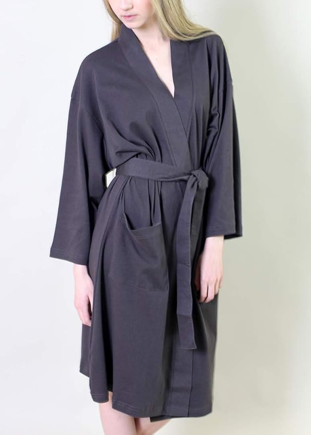 Women's Bathrobe Spa Robe, 100% Organic Cotton, Lightweight Super Soft Travel & Eco-Friendly (6 Colors)