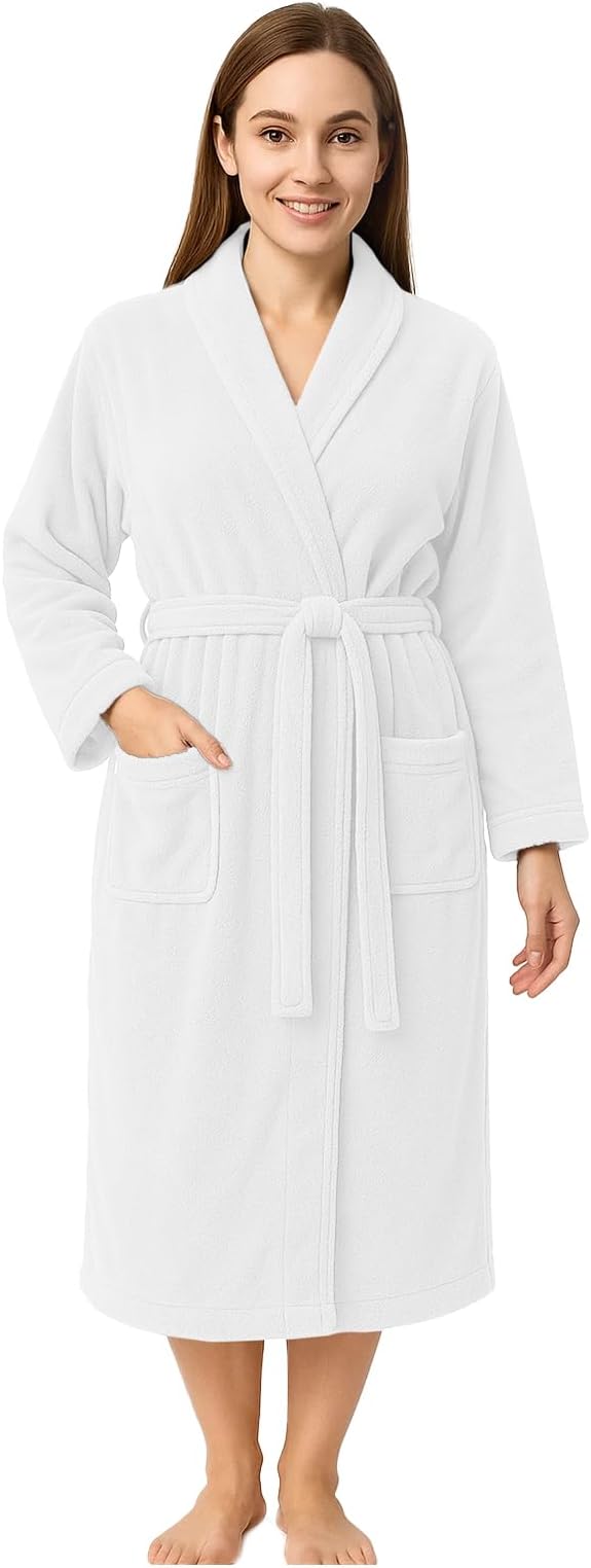 RIVERSIDE Premium 100% Cotton Terry Bathrobe For Women and Men - Soft Towel Robes with Shawl Collar Ajdustable Belt & Pockets