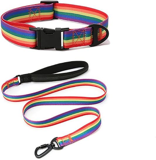 Dog Collar and Leash Set for Dogs Walking Bohemia Ethnic Style | Soft Durable Nylon Adjustable Collar with Metal Buckle and 4ft Padded Handle Matching Leash for Small Medium Large Dogs
