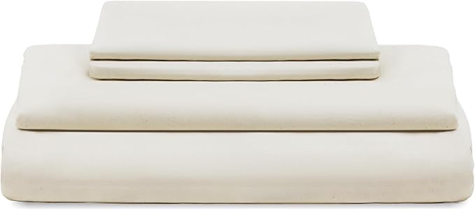 Organic Cotton Queen Sheets Set - 100% GOTS Certified Organic Cotton, Chemical-Free, 400 Thread Count, Deep Pocket, Soft Sateen Weave, Hypoallergenic, All-Season, Breathable Sheet Set (Queen - Ivory)