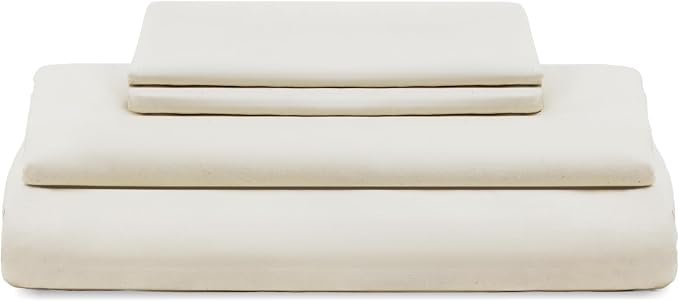 Organic Cotton California King Sheets Set - 100% Organic Cotton, GOTS Certified, Chemical-Free, 400 Thread Count, Deep Pocket, Soft Sateen Weave, All-Season, Breathable Sheets (Cal King - Ivory)