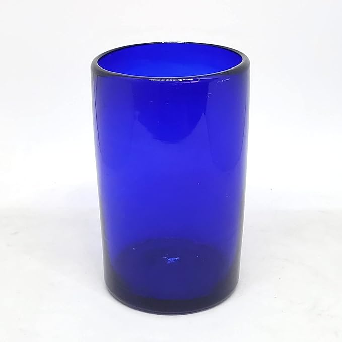 Solid Cobalt Blue 14 oz Drinking Glasses (set of 6), Recycled Glass, Lead-free, Toxin-Free (14oz Drinking)