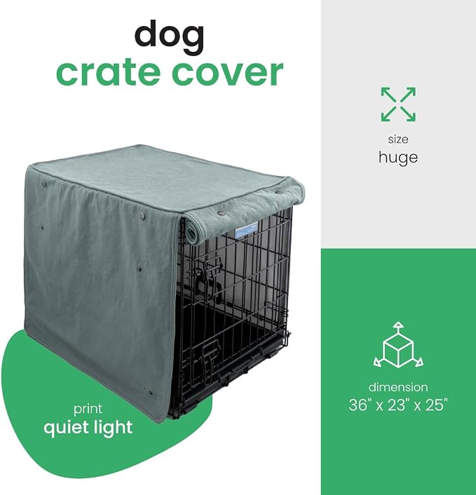 Molly Mutt Quiet Light Dog Crate Cover, GOTS-Certified 100% Organic Cotton Canvas Cover for Dog or Puppy Kennel and Cage, Washable, Free of Harmful Chemicals, Huge, Fits 36"x23"x25" Crate