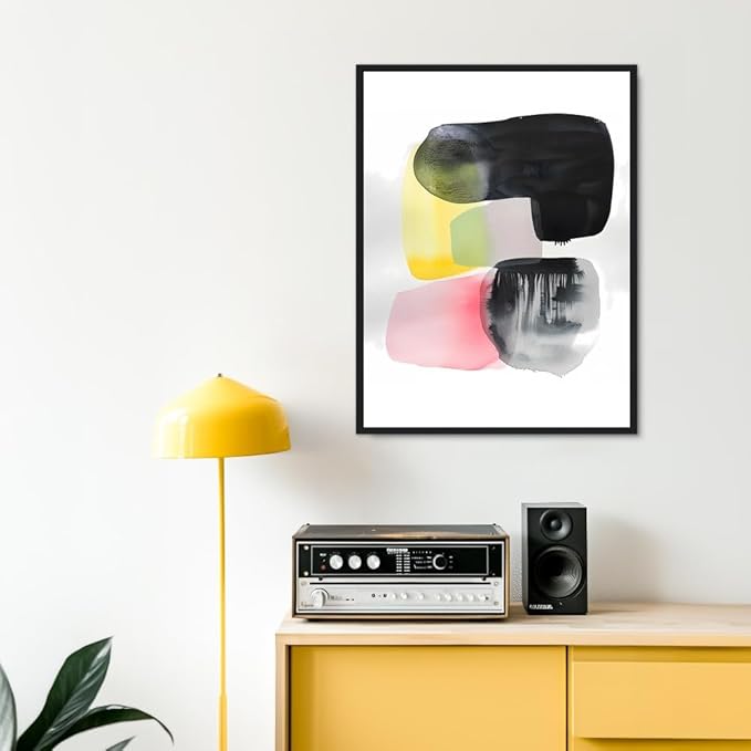 Moonow7 Colorful Abstract Artwork, Modern Watercolor-Inspired Wall Art for Bedroom or Office, Aesthetic Room Décor, Unframed Size 18x24 / 45x60 cm