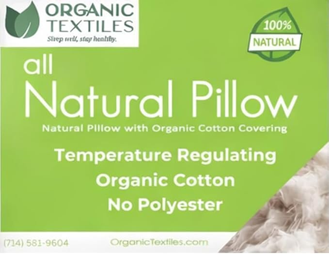 OrganicTextiles 100% Organic Cotton Pillows with Removable Organic Cotton Cover (King Size, 2-Pack), GOTS Certified, Neck Pain Relief Help, Head Support, for Side Back Stomach Sleeper