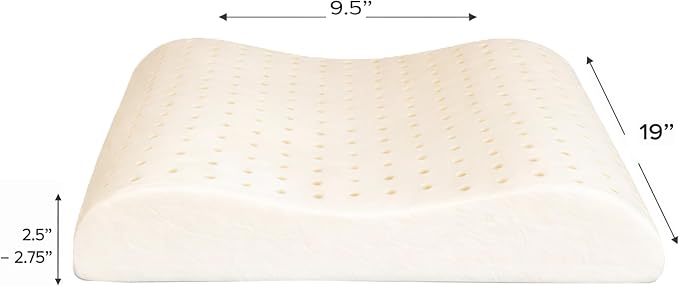 ORGANIC TEXTILES Organic Latex Contour Pillow with Organic Cotton Cover - GOTS & GOLS Certified, Ergonomic Contour Design, Bed Pillow, Spine Support - (Travel) - Pack of 1