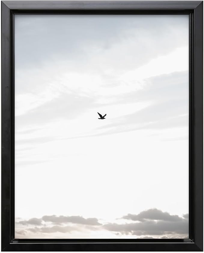 Monem Art Minimalist Bird in Sky Photography Print - Moody Nordic Landscape Art Poster - Wall Decor for Living Room, Bedroom or Office - 18x24 Black Framed CANVAS Wall Art by Mareike Bohmer