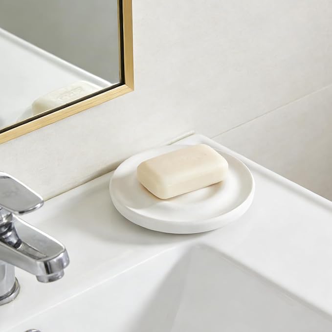 Kichvoe Diatomite Soap Dish Holder Fast Drying Stone Bath Soap Tray Quick Dry Saver with Nonslip Base Absorbent Diatomaceous Earth Tray for Bathroom and Kitchen Sponge Organizer
