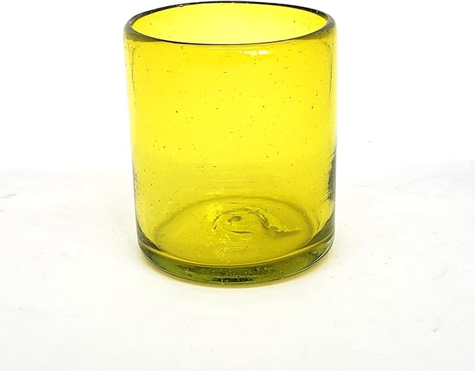 Solid Yellow 9 oz Short Tumblers (set of 6), Recycled Glass, Lead-free, Toxin-Free (9oz Tumbler)