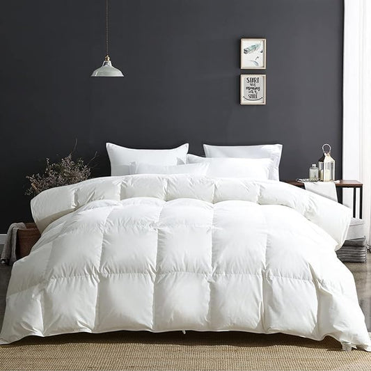 APSMILE Oversized King Luxury Organic Cotton All Season Down Feather Fibers Comforter, High Fill-Power Medium Warmth Duvet Insert (120x98, Ivory White)