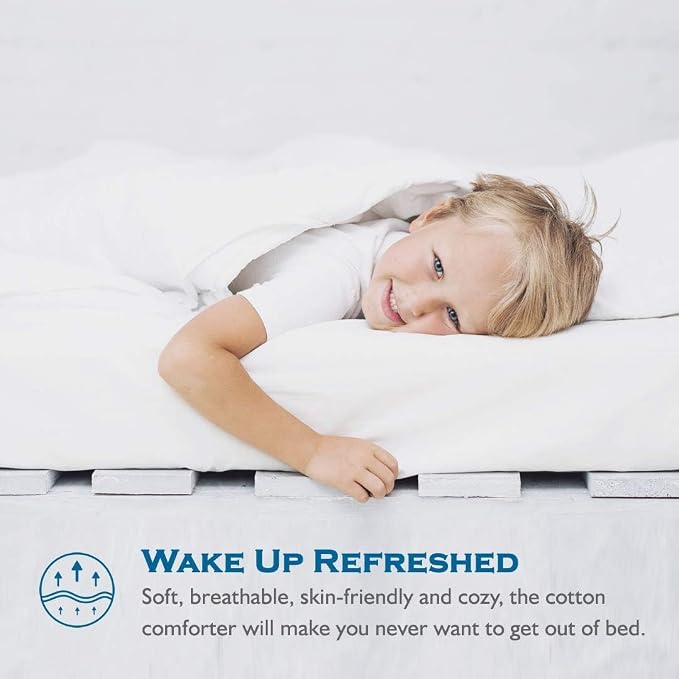 Dafinner 100% Cotton Cover Comforter Full Size, Ultra-Soft Down Alternative Duvet Insert with Lyocell & Climaloft™ Blend Fill, Breathable Microfiber Comforter for All-Season (82x86”, White)