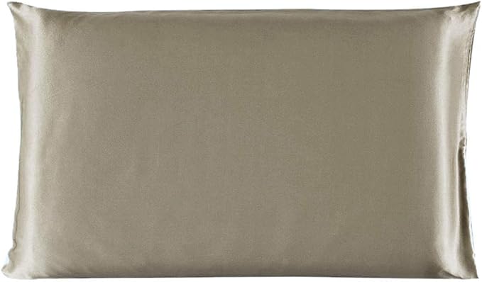 uxcell 1 Pack 100% Charmeuse Pure Silk Pillowcase for Hair and Skin, 350TC 19 Momme Soft Breathable Pillow Case with Hidden Zipper, Light Coffee Standard(20x26inch)