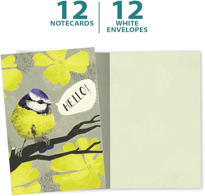 Tree-Free Greetings - All Occasion Cards - Artful Designs - 12 Cards + White Envelopes - Made in USA - 100% Recycled Paper - 4 x 6 - Hello Yellow (FS60006)