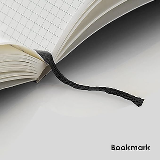 myPAPERCLIP Executive Series A5 Checks/Square Grid Notebook | 192 Pages, 80 GSM, Soft Cover, A5 (5.83 x 8.27 in) | Flat Lay | Bookmark, Elastic Closure & Back Pocket | Black