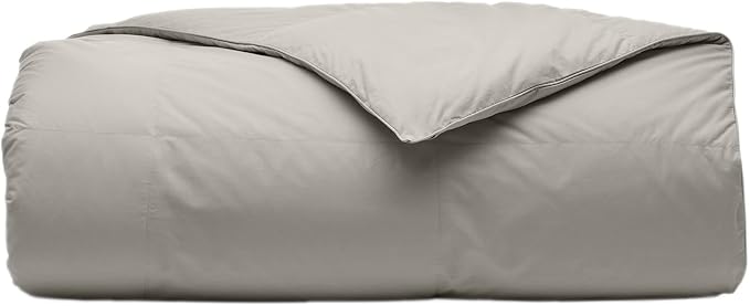 BOLL & BRANCH Percale Quilted Down Alternative Comforter - Twin/Twin XL, Pewter - Duvet Insert and Cover in One Layer - All-Season, Luxury Organic Cotton, Hypoallergenic Primaloft - 1 Comforter