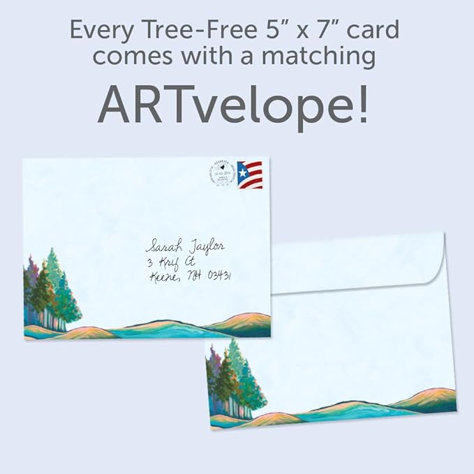 Tree-Free Greetings - Birthday Cards - Artful Designs - 1 Card + Matching Envelope - Made in USA - 100% Recycled Paper - 5"x7" - Happy Place (GO65464)